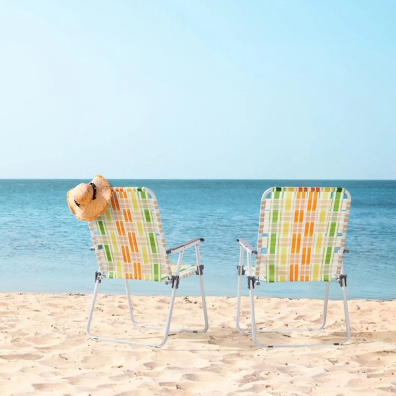 

Portable Folding Chair with Backrest Multifunctional Beach Camping Office Woven Strap Chair ﻿