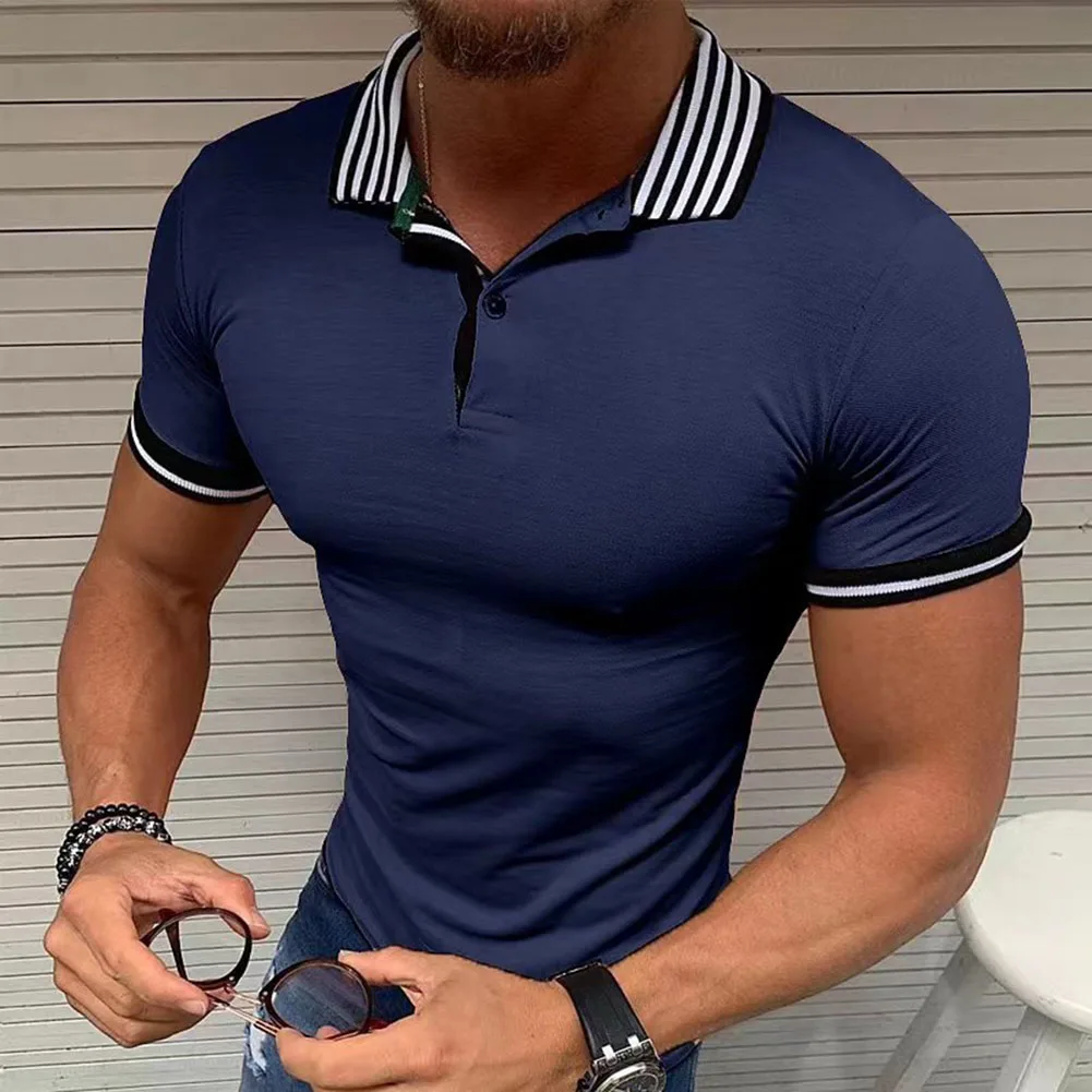 

Mens Button-Up Neck Shirt Short Sleeve Regular Work Casual Slim Muscle Tops Tee