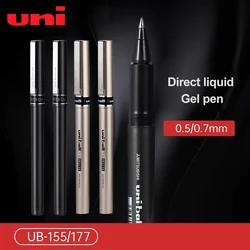 5pcs Japan UNI Gel Pen Straight Liquid 0.7/0.5mm Water Resistant Ball Pen UB-155/177 Student Office Signature Stationery