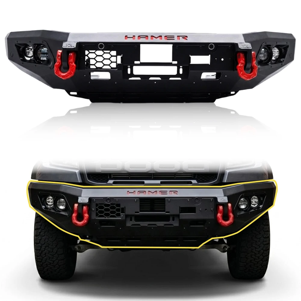 Barra antivuelco HM Steel Bull Bar compatible con Ford Ranger T7 T8 Raptor 2012-2021, parachoques delantero con soporte para cabrestante LED, barra antivuelco.