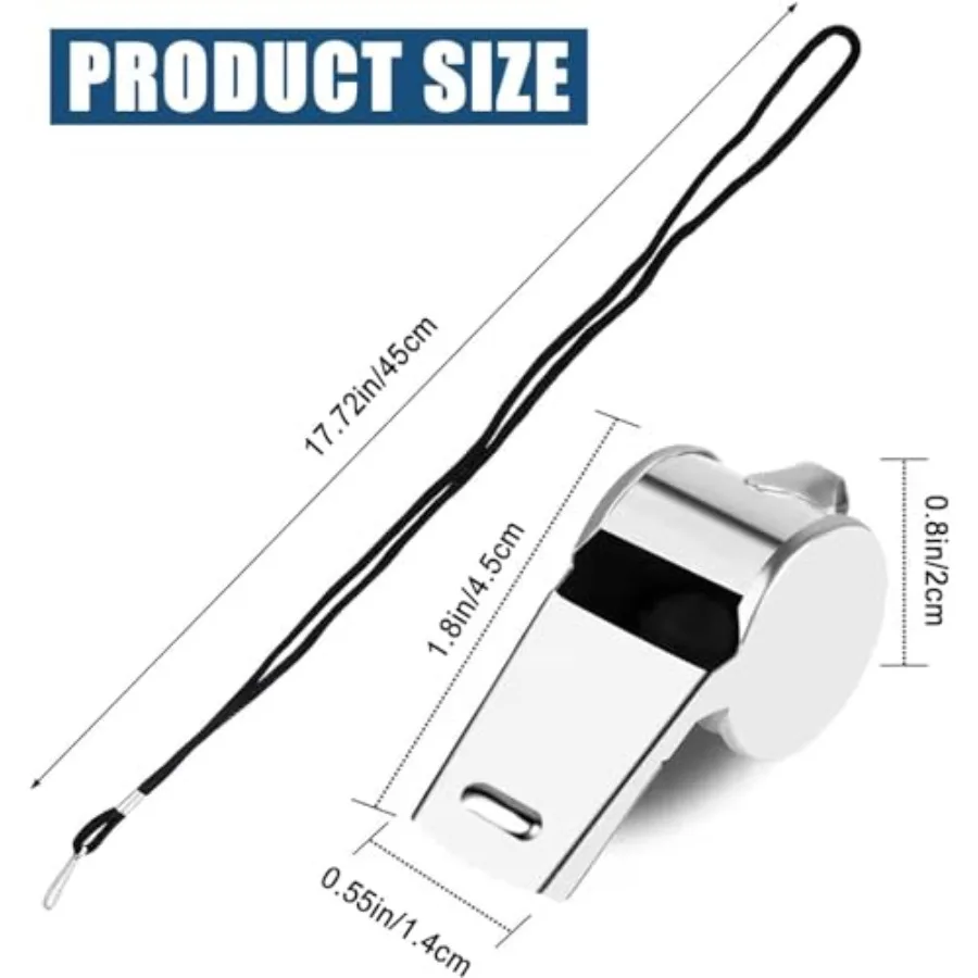 3 Pcs WhistleStainless Steel Sports Whistle with Lanyard Stainless Steel Metal Whistle for Training Outdoor Camping Coaching Hi