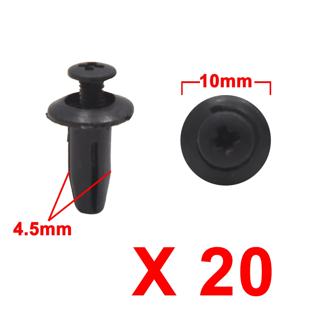 uxcell a17051100ux0353 20Pcs Black Car Plastic Rivets Splash Guard Push Type Fastener Clip 4.5mm, 20 Pack