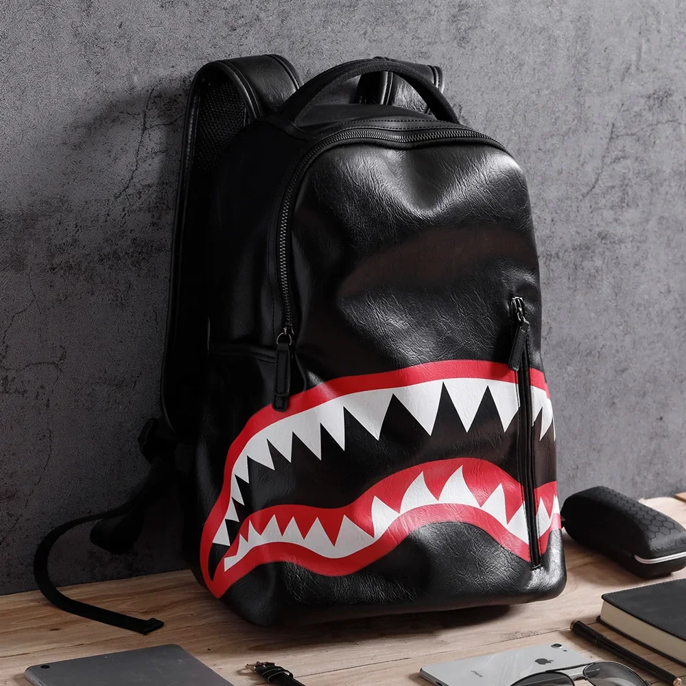 Fashion  Leather Backpack Men Large Shoulder Bag Travel Backpack Camouflage Laptop Student School Bags Bagpack