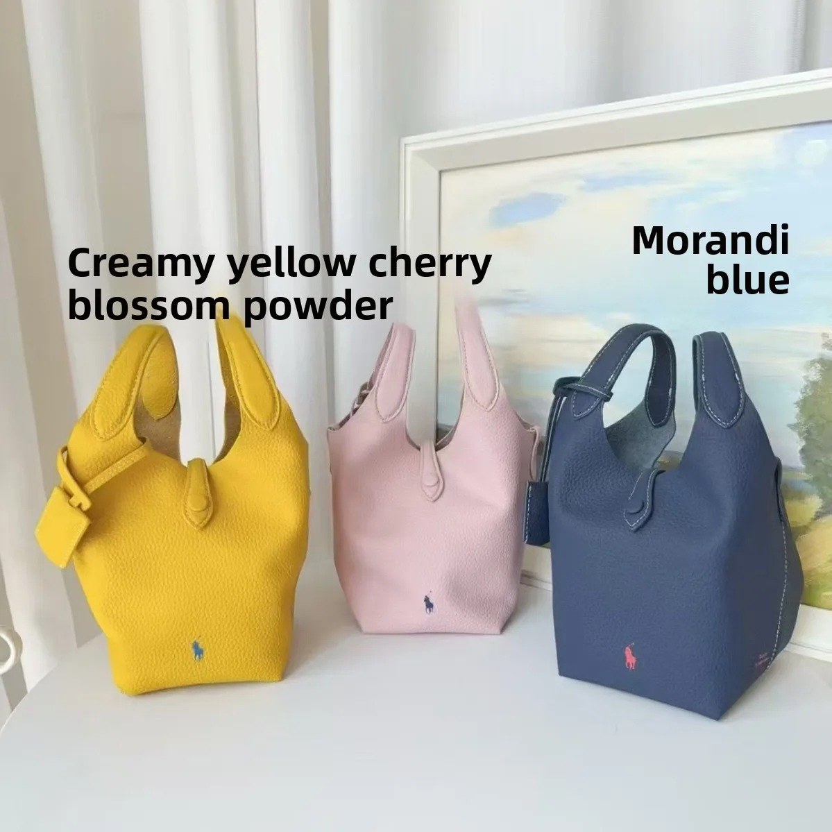 حقيبة سلة صغيرة جديدة من جلد البقر الليتشي الحبوب حقيبة يد Y2K كتف قطري محمول