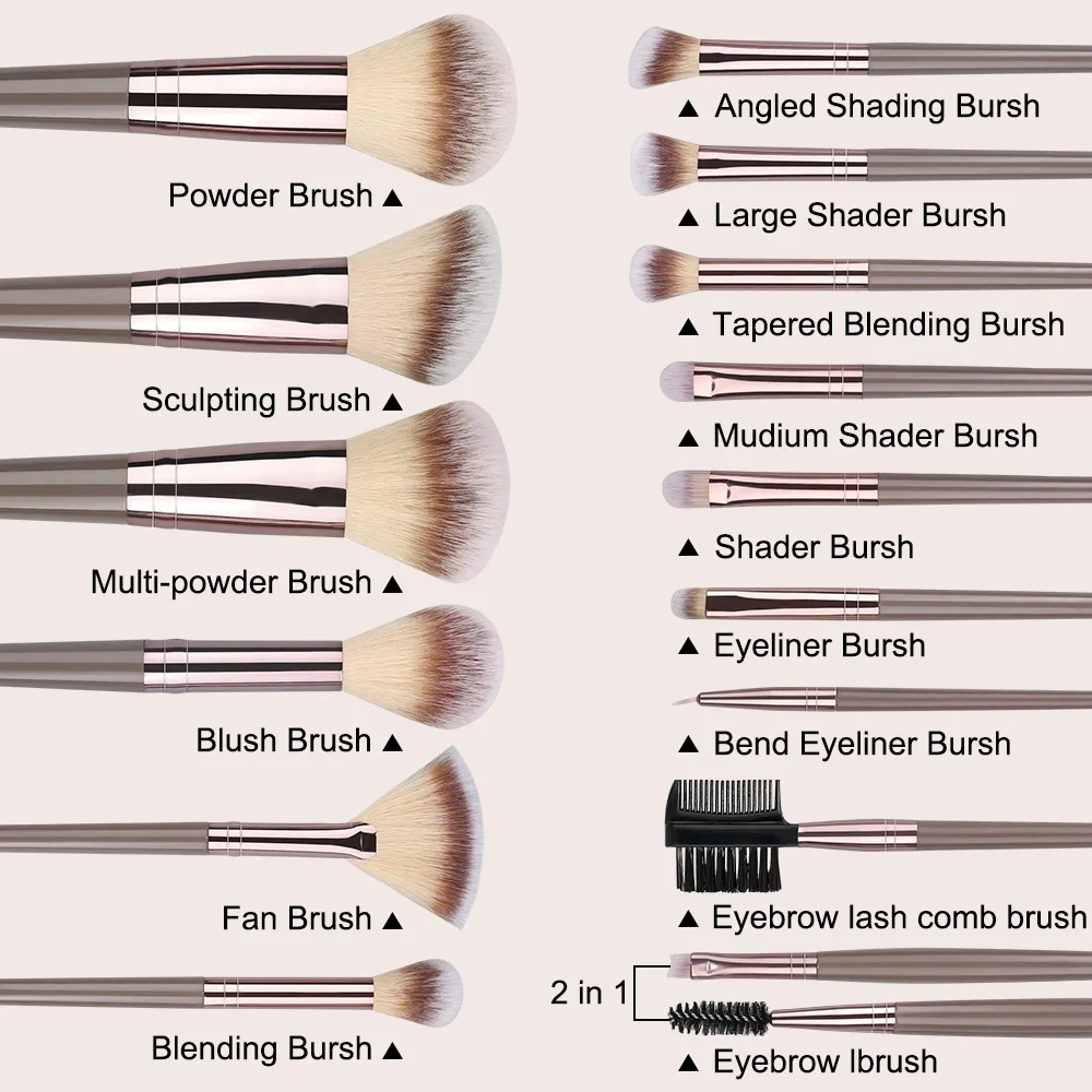 Soft Fluffy Maquiagem Brushes Set, Champagne Cosméticos, Fundação Em Pó, Blush, Sombras Escova, Face Pó Puff, Beauty Tool, 1-20Pcs