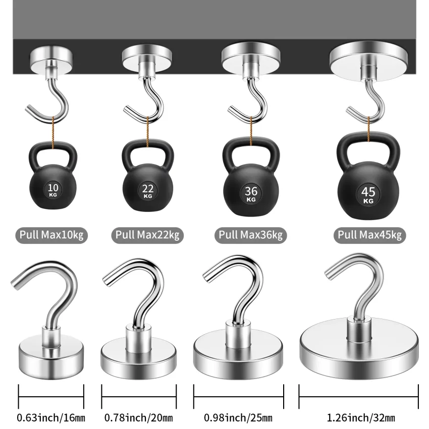 

Strong Magnet Hooks for Cruise Ship, Rare Earth Magnets with Hooks for Refrigerator,Hanging,Classroom,Kitchen