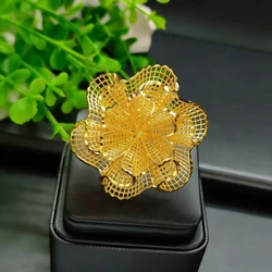 GOOD Dubai Golden Ring Brazilian Women 24K Gold Plated Wedding Bride Arabic Ethiopian Big Nigerian Jewellery Moroccan Resizabl
