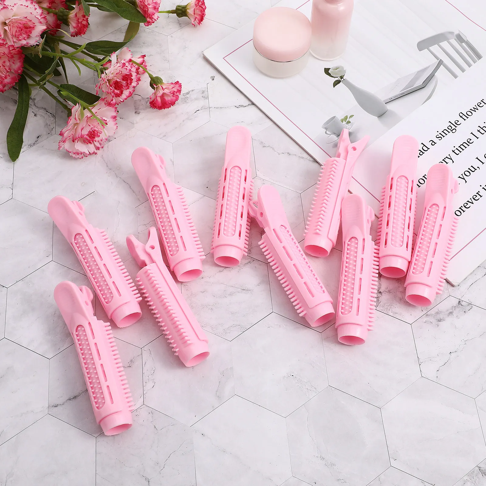 

10Pcs Hair Roller Clips for Bangs Curler Volume Waves Bouncy Curls DIY Styling Tool Portable ABS Home Travel Use Root Jaw Clamps