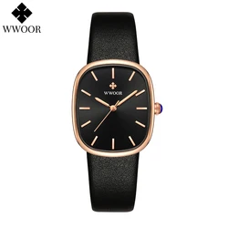 Wwoor-relógio pulseira de quartzo feminino, marca de luxo, vestido elegante, impermeável, top, caixa de presente, novo