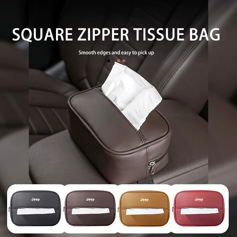 Bolsa de cuero para pañuelos para asiento trasero de coche, organizador para asiento trasero de vehículo, para Jeep Renegade Compass Cherokee Wrangler Patriot Liberty