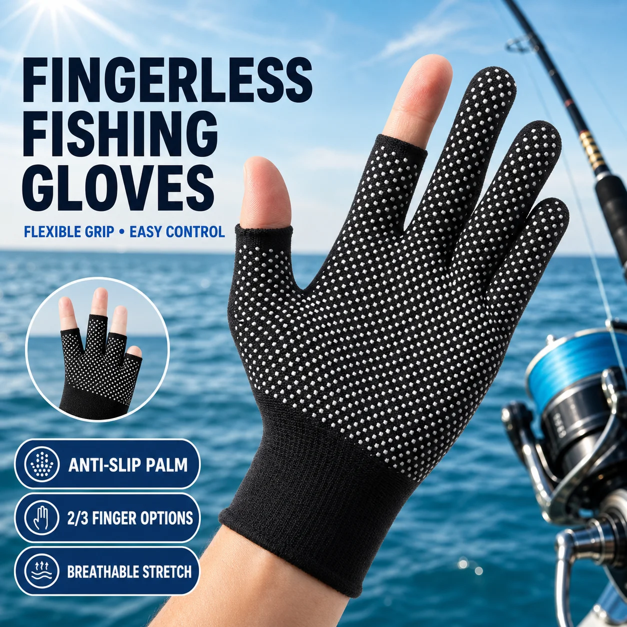 Fingerless Sports Gloves Anti-Slip Gym Cycling Gloves Breathable Fitness Fishing Outdoor Training Workout Protective Gloves