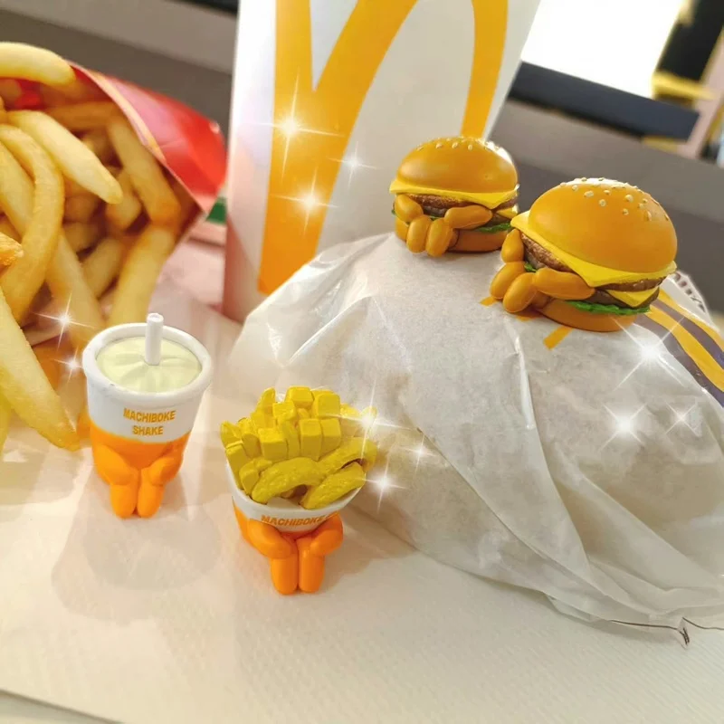 Bandai The Fast Food Food Aliments Seduti Ci sono vuoti in attesa Hamburger Hot Dog Pollo fritto Action Figure Collection Giocattoli di modello