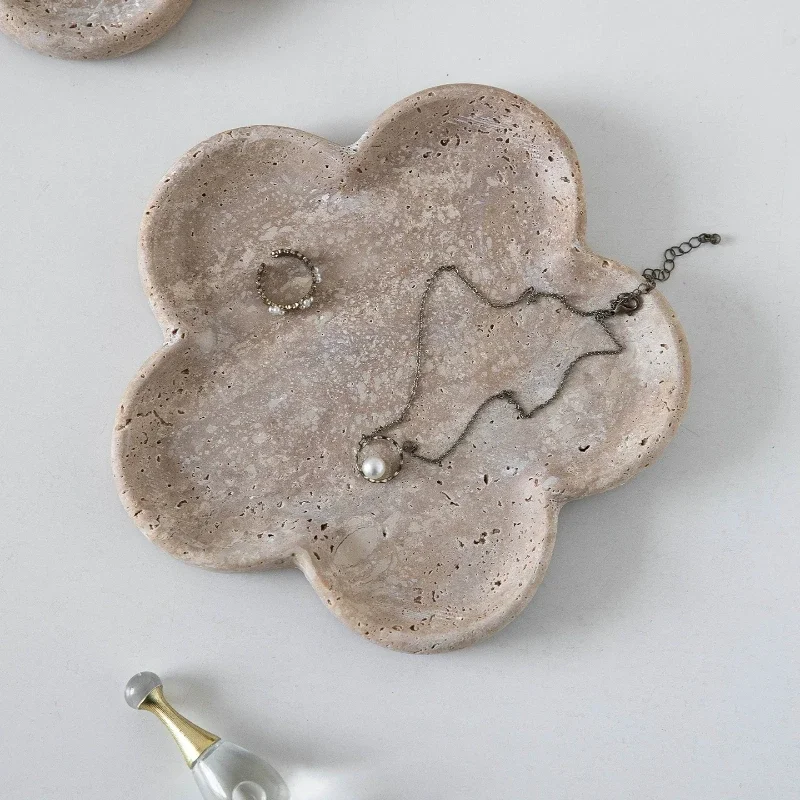 Natural Cave Stone Tray Handmade Irregular Bedroom Jewelry Organizer Afternoon Tea Table Top Cake Tray European Home Decoration