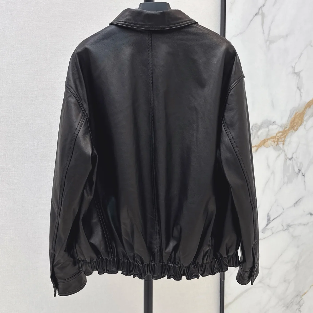 High Quality Women Turn Down Collar Zipper Jacket Loose Hem Elastic Cuff Casual Short Outerwear lyt2672858