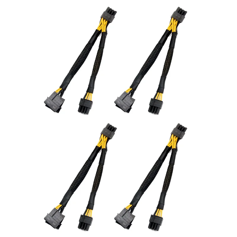 

4X двойной 4-контактный IDE Molex для графического процессора, двойной 8-контактный (6 + 2)-контактный кабель питания, адаптер графической видеокарты PCI-E PCI