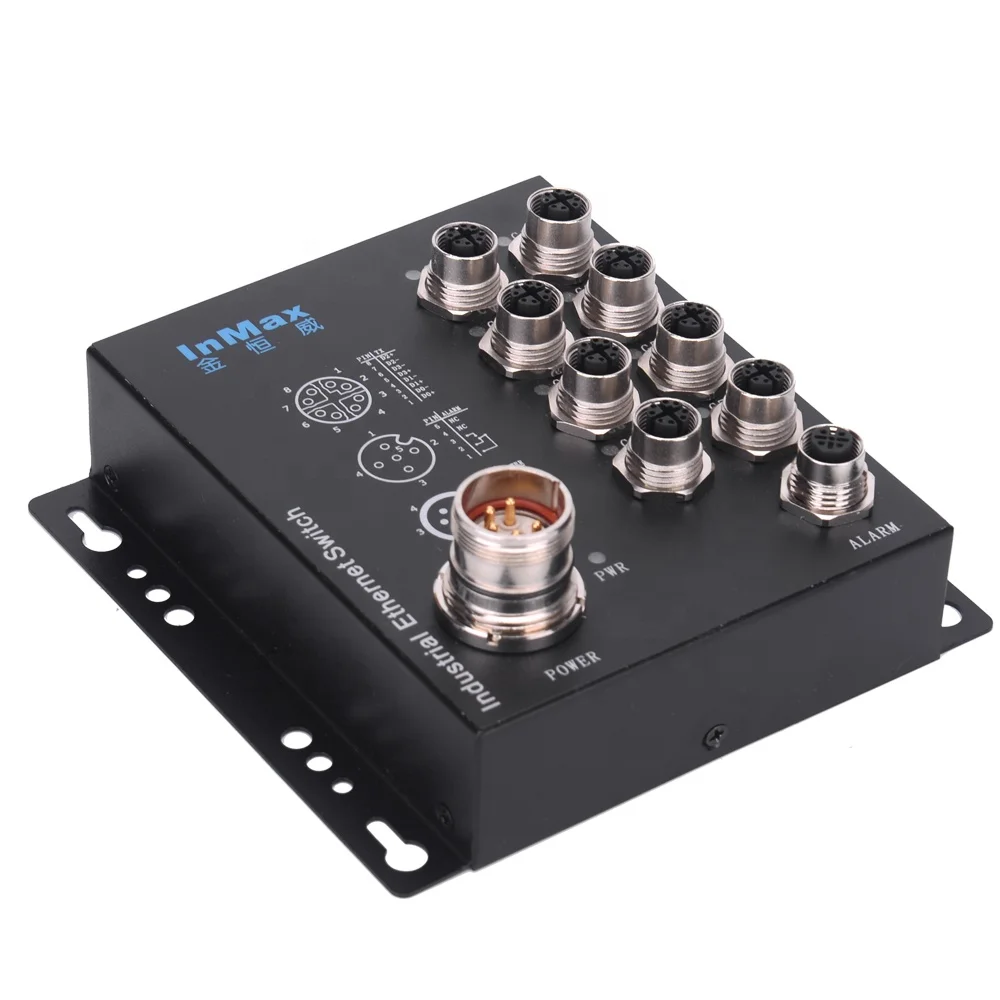 

Промышленный гигабитный коммутатор InMax M12 (8 портов, X-code, EN50155) для железнодорожного и метропоездного транспорта, 48В/110В, 2026 года выпуска