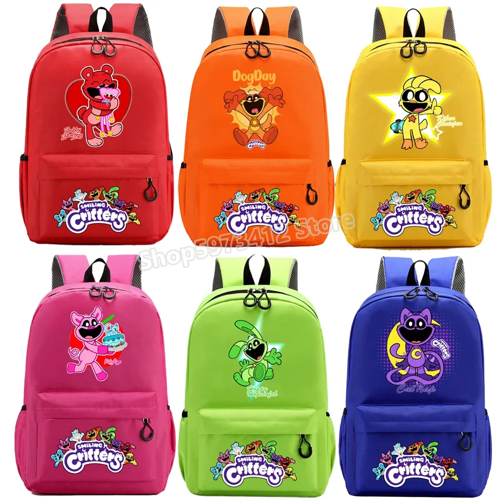 Smiling Critters Backpack Game Figure Catnap Print Kids Back To School Bag Large Capacity Menwomen Tactical Back Pack for Travel