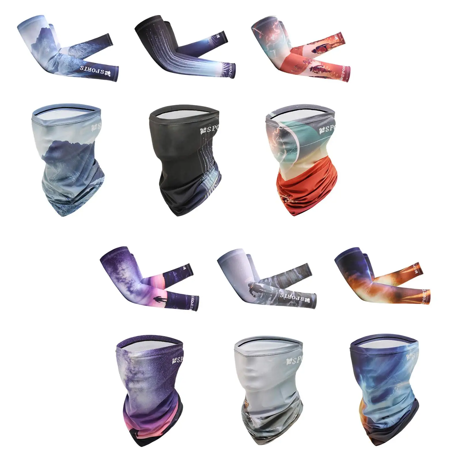 

Breathable Polyester Cooling Arm Sleeves Neck Gaiter Face Cover for Outdoor Sports Summer Activities