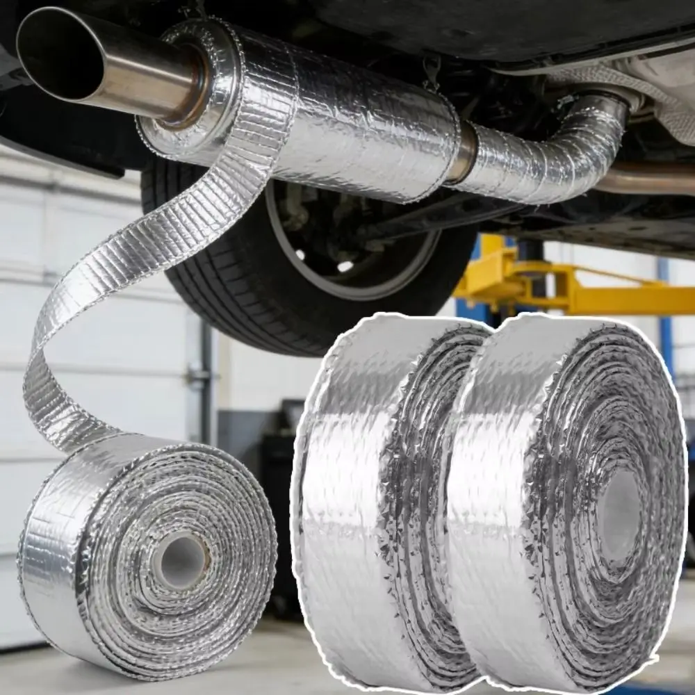 5M Exhaust Pipe Heat Wrap Tape Fiberglass Heat-Resistant Water Heater Pipes Tape Aluminum Foil Tapes