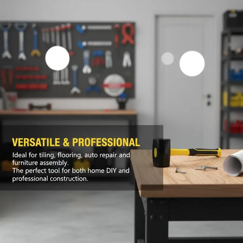 

Black American Fiber Handle Rubber Hammer Elastic Hammer Ceramic Tile Floor Leather Hammer Installation Hammer