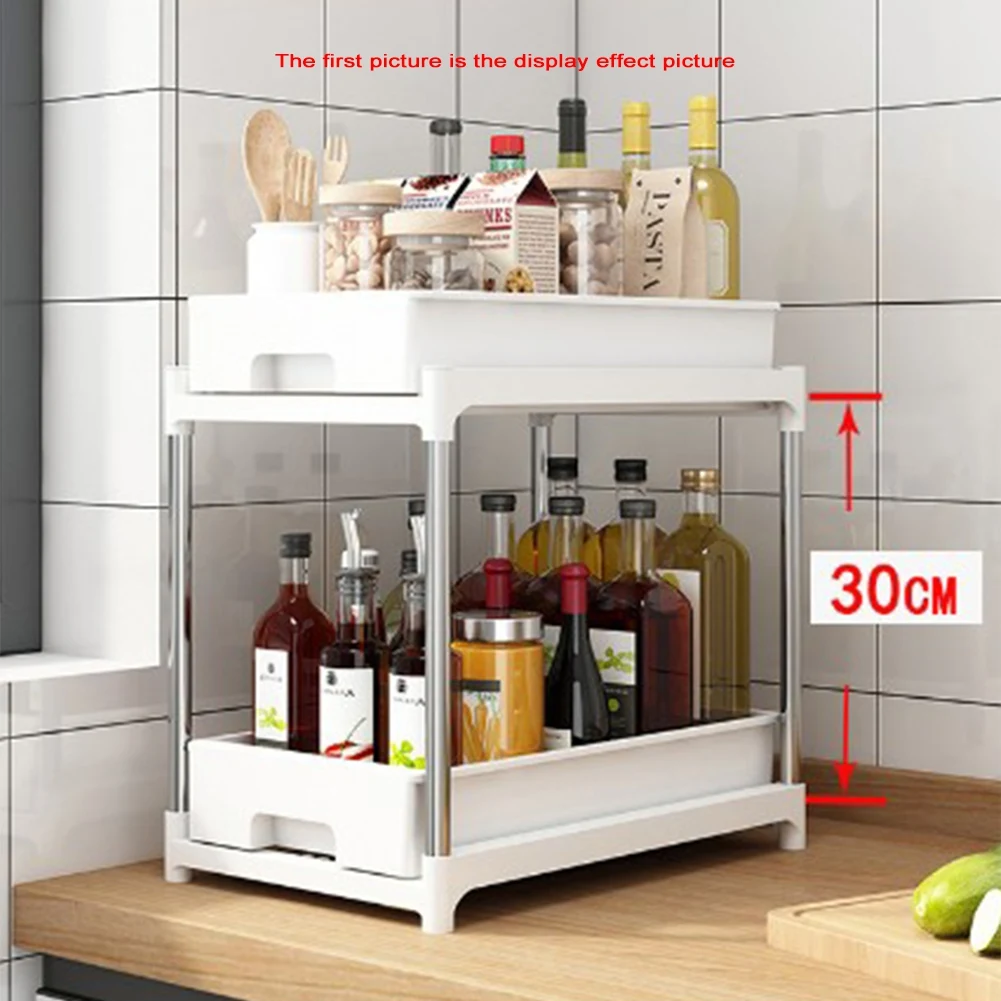 

ABUI-Kitchen Spice Rack Drawer Shelf Kitchen Cupboards Organizer Pull Out Type Vegetable Fruit Storage Basket Drawer