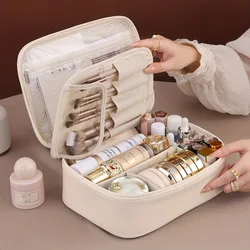 PU Multi-Layer Detachable Cosmetic Bag -Travel Makeup Organizer-Unisex-adult Portable Toiletry Bag for Skincare Cosmetic Storage