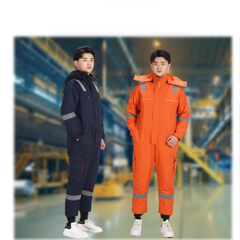 Mens Winter Coveralls Cold-proof Uniforms Cotton Padded Work Clothes Cold Storage Overalls Thick Warm Labor Protection Jumpsuit