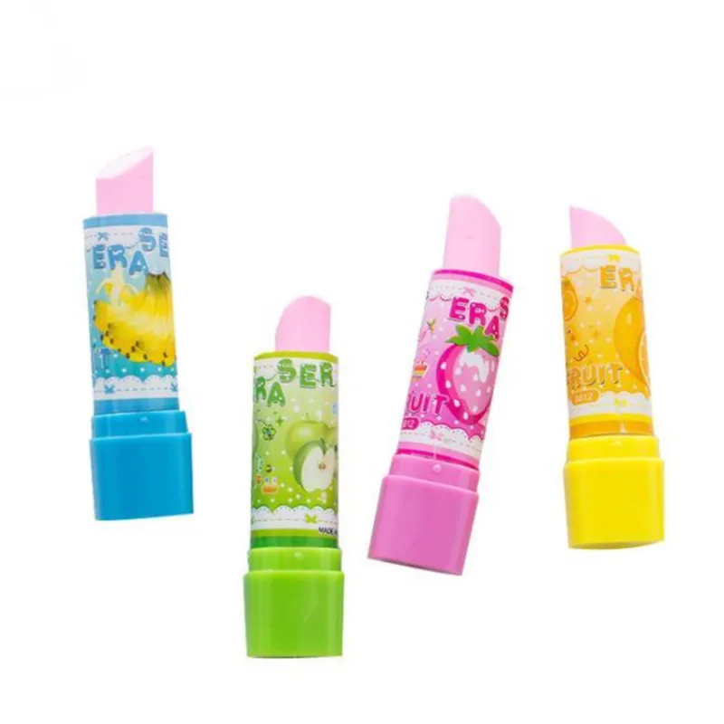 1 Piece Cute Kawaii Fruit Lipstick Pencil Eraser Rubber Stationery School Office Supply Creative Kids Pretty Lovely Ellen Brook