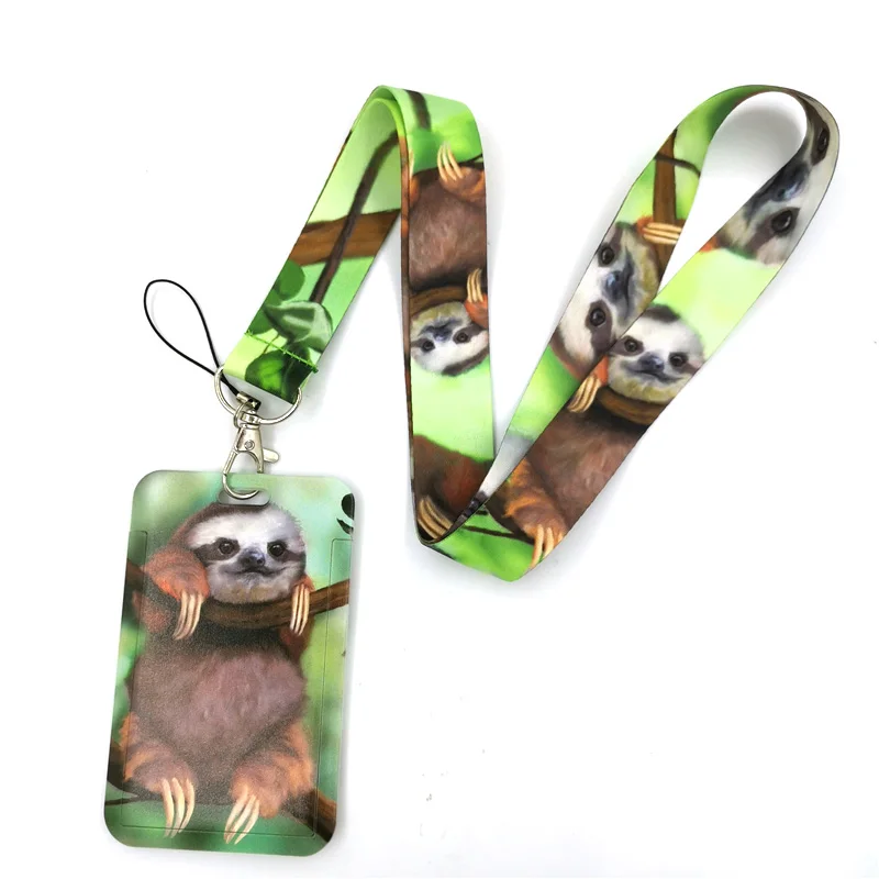 Real Animal Sloth Anime Lanyard Badge Holder ID Card Lanyards Mobile Phone Rope Key Lanyard Neck Straps Keychain Key Ring