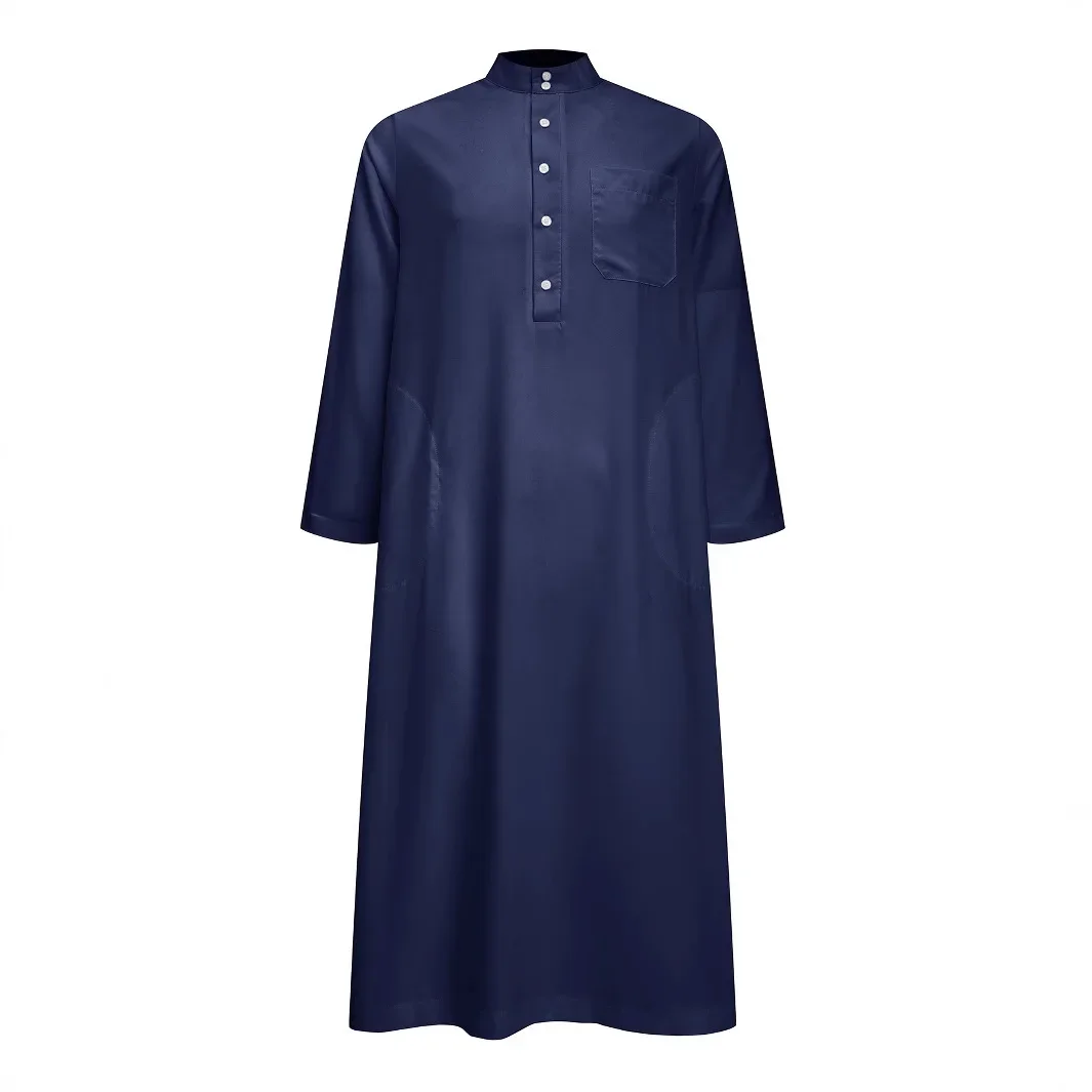 رداء إسلامي للرجال بياقة عالية ورقبة دائرية ملابس عرقية عربية سترة طويلة ملابس ثقافية إسلامية عصرية عالية الجودة #4