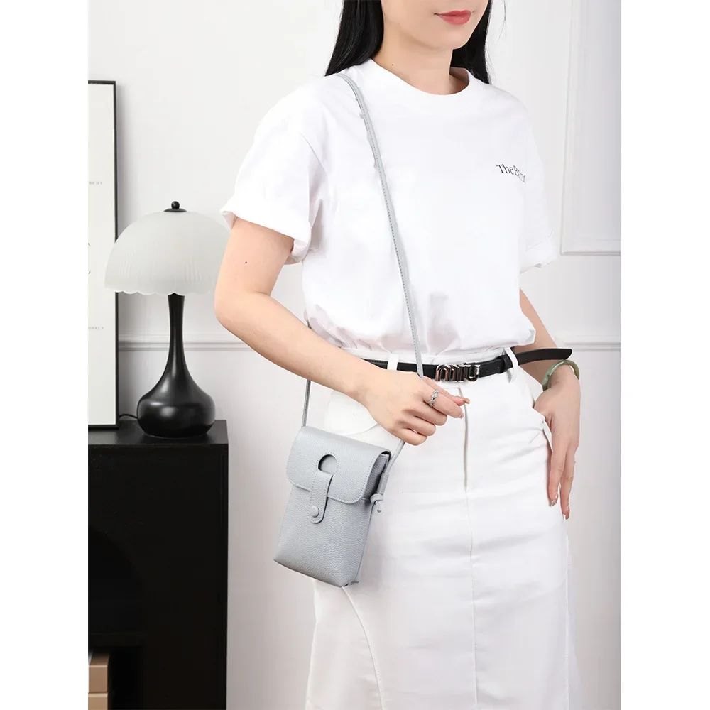 Small Soft Pebbled Real Leather Crossbody Bag Handbags Purses Sling Crossover Shoulder Bag 2024 Summer New Cellphone Pouch Bag