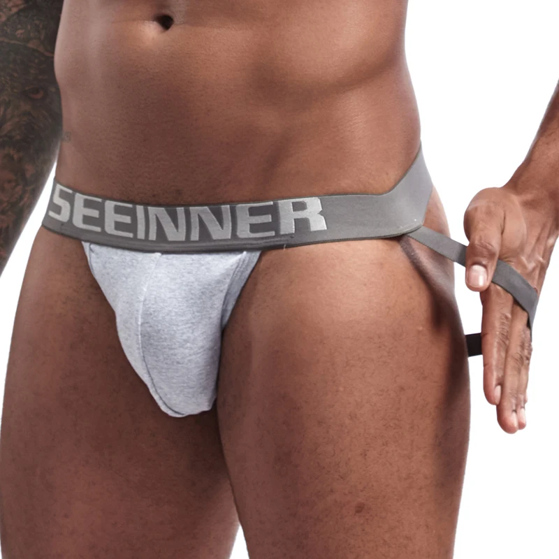 

Seeinner Mens Cotton Jockstrap Thong High Cut T Back Underwear Low Rise Sexy Bikini Briefs Cheeky Butt Lingerie Gay Swimwear