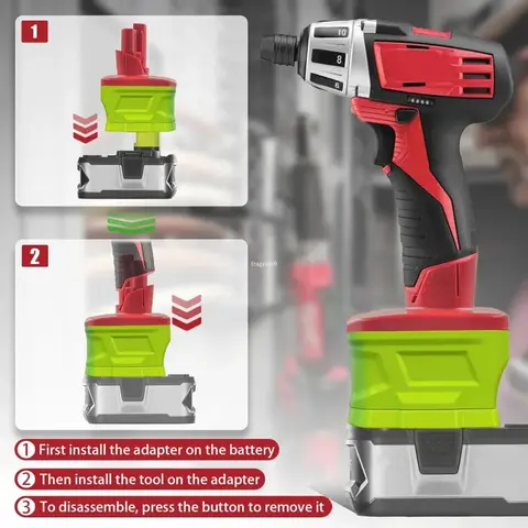 Ryobi 18V 리튬 이온 배터리용 배터리 도구 어댑터는 밀워키 12V 무선 전동 드릴/드라이버 도구 액세서리로 변환됩니다.