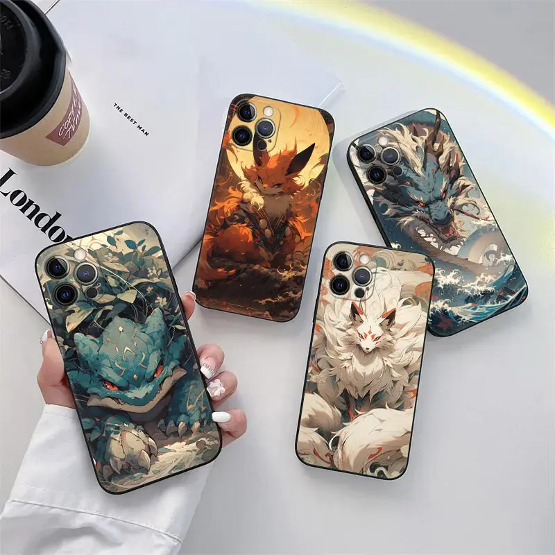 BULBASAUR NINE TAILS GYRADOS Pokemon Phone Case for iPhone 11 15 Pro Max Case 14 Plus 13 Pro 12 Mini 11 X S XR 7 8 SE Soft Cover