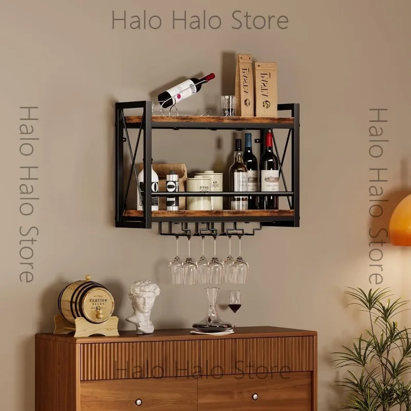 Wall-mounted wine rack, wine glass upside down rack, modern kitchen and dining room laminate storage and finishing rack