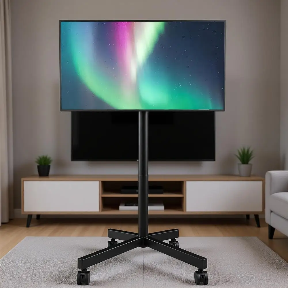 

Мобильная подставка для телевизора на колесиках, регулируемая по высоте, портативная напольная стойка для телевизоров 23-60 дюймов, выдерживает до 40 кг, передвижное крепление для ТВ, V