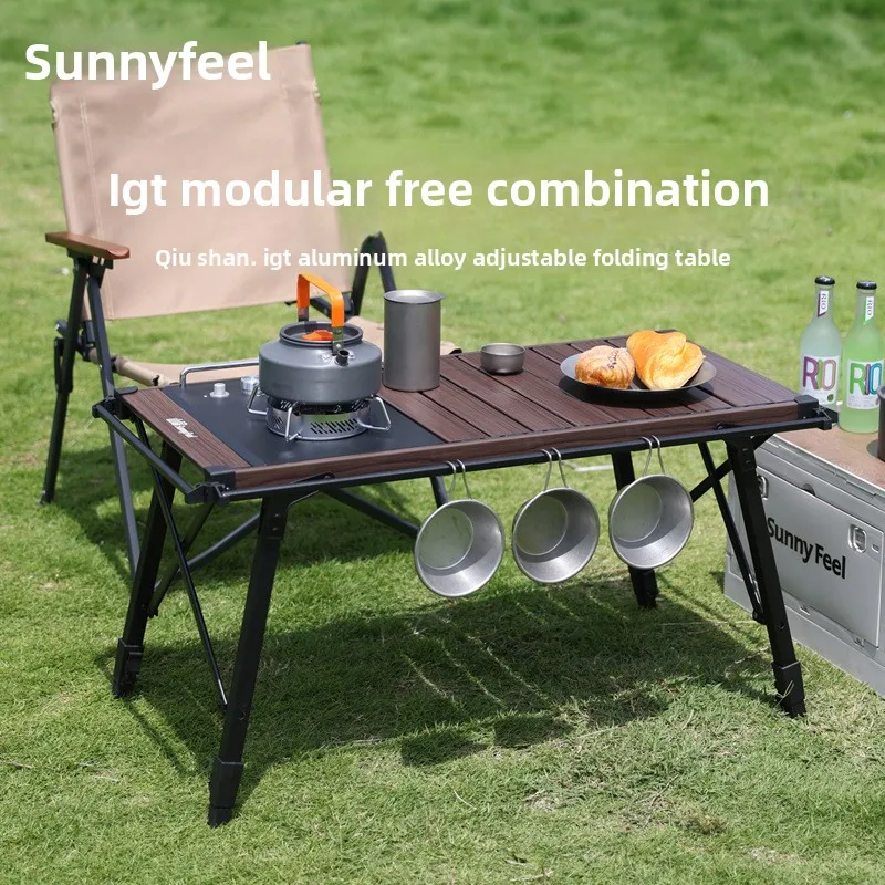

SunnyFeel Mountain Cave Folding Table Multifunctional Aluminum Alloy Folding Egg Roll Table Portable Outdoor IGT Tactical Table