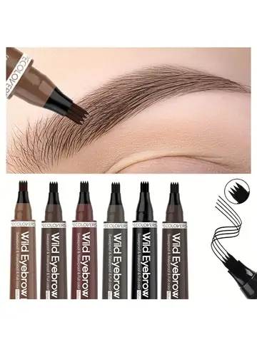 6 Colors 1pc Eyebrow Pen Waterproof 4 Split Tip Eyebrows Pen Eyebrow Tattoo Pen Waterproof Liquid Black Eyebrow Makeup Pencil