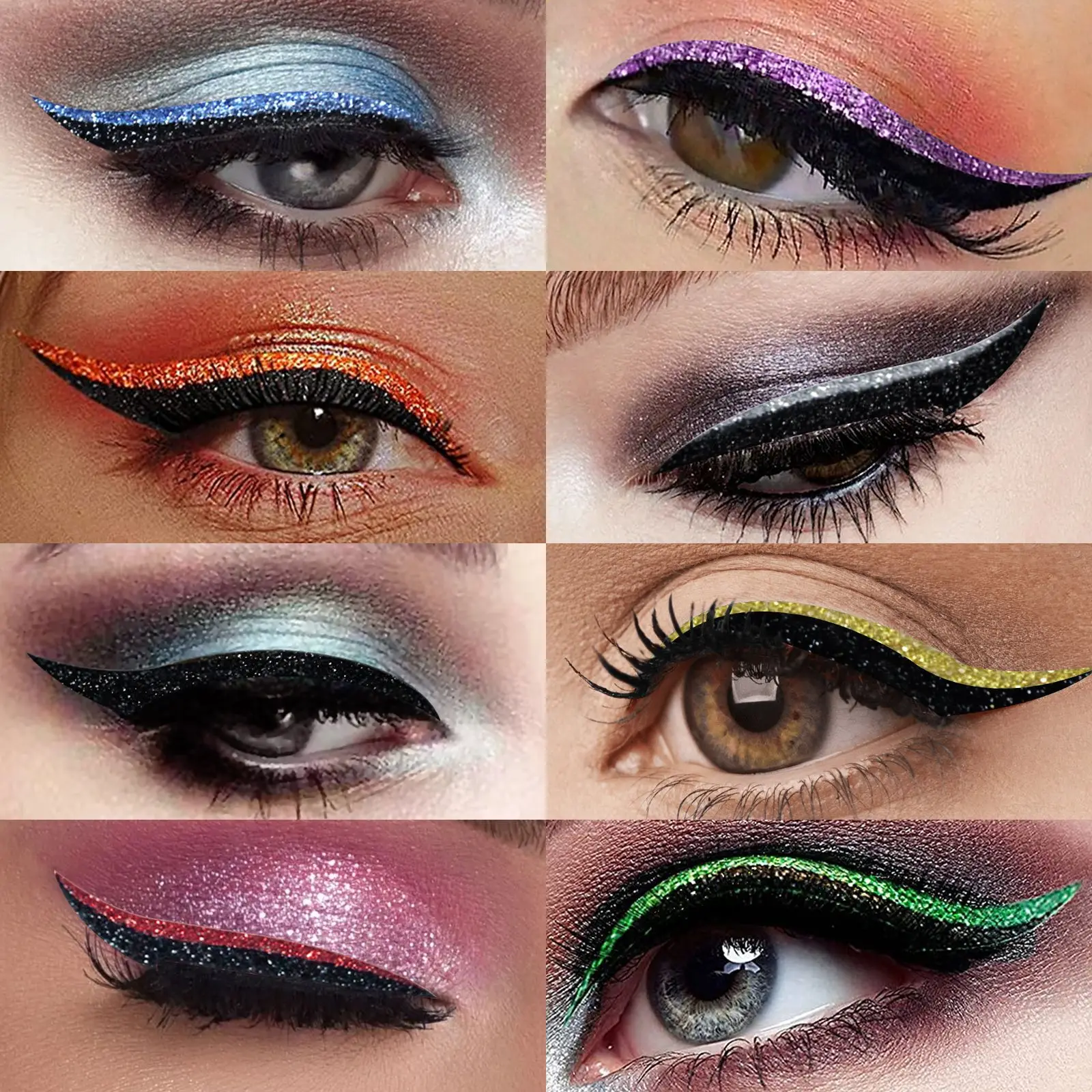 Adesivi per eyeliner colorati creativi alla moda, adesivi per eyeliner portatili da discoteca per feste, cinque paia di kit per il sollevamento delle ciglia