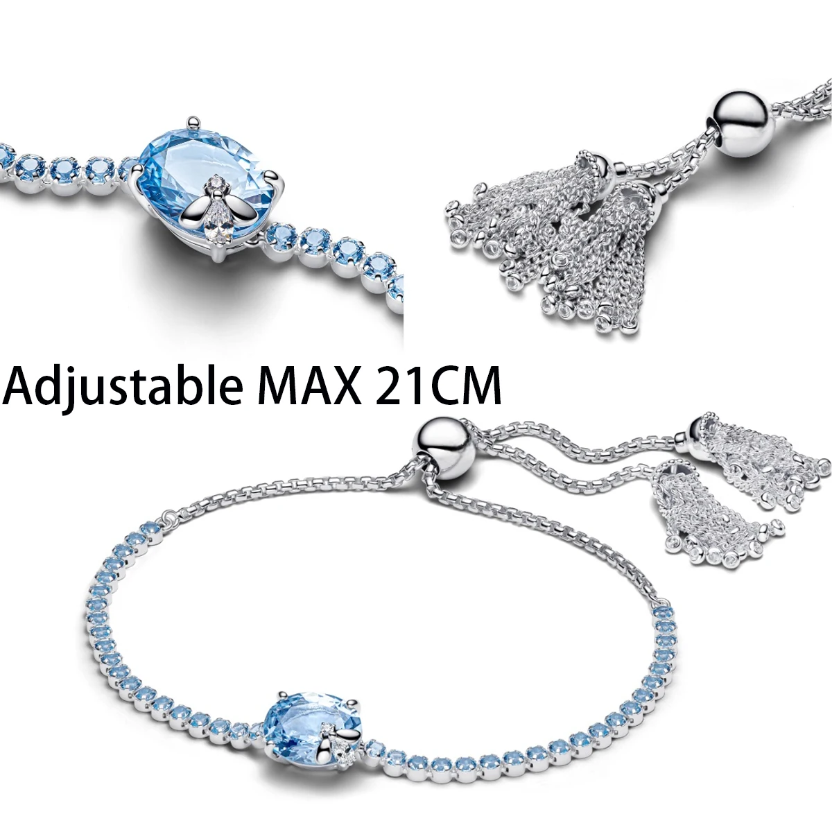 Original 925 Sterling Silver Charms Pendant Blue Bow Set
