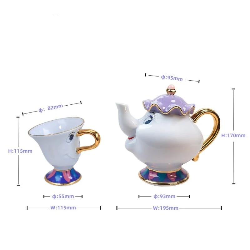 Disney Ceramic Tea Sets Beauty And The Beast Teapot Mug Mrs Potts Chip Tea Pot Cup Coffee Pot Cup Wedding Gift Table Decoration