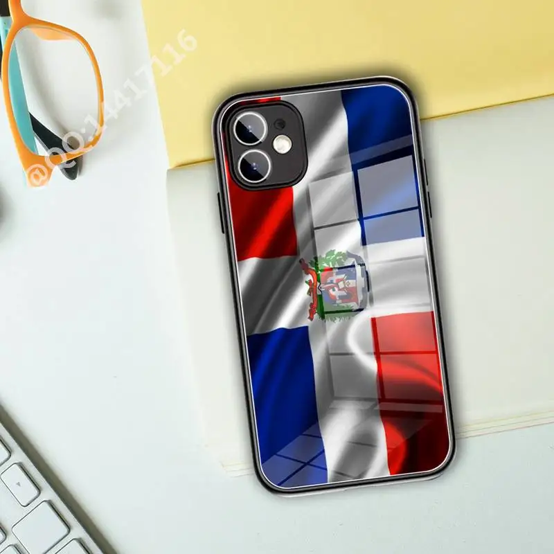 dominican republic flag Phone Case Tempered Glass For iPhone 13 11 Pro XR XS MAX 8 X 7 Plus 12 Mini phone Full Coverage covers