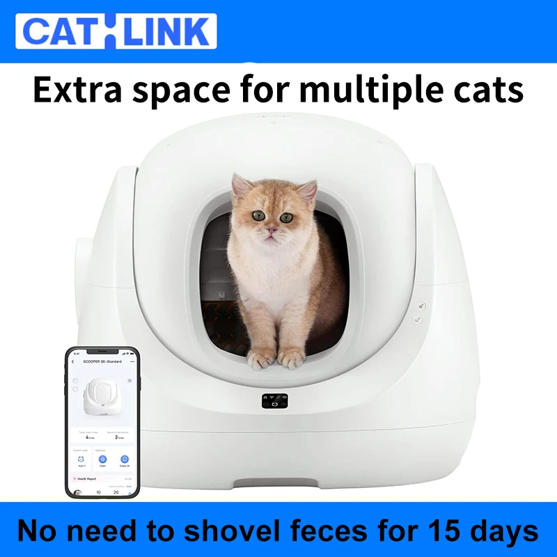 

CATLINK Automatic Cat Litter Box Self Cleaning with App Pet Toilet Tray Deodorant White Large Capacity Multi-Cat Identification