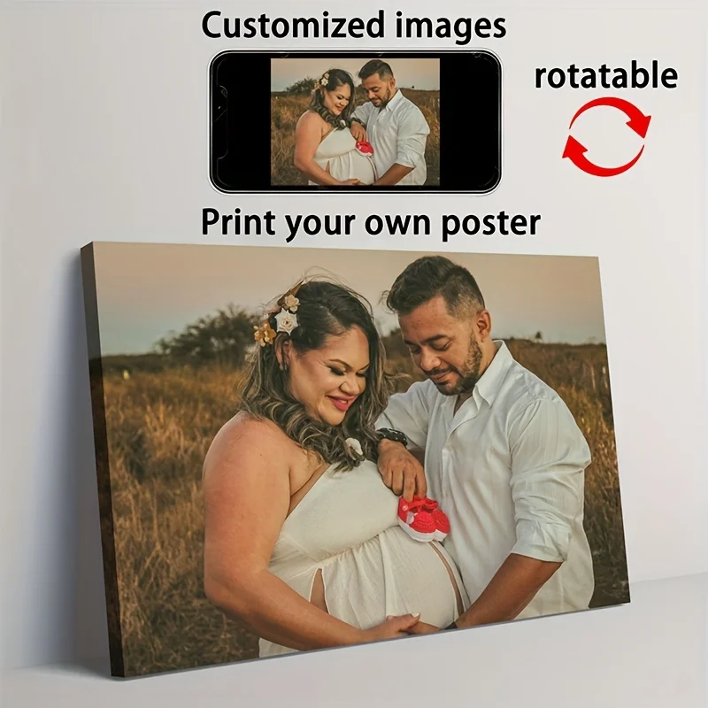 Personalized Custom Family Name & Date Picture Frame - Wall Art Poster with Your Photos/Text Framed Canvas for Home Decor