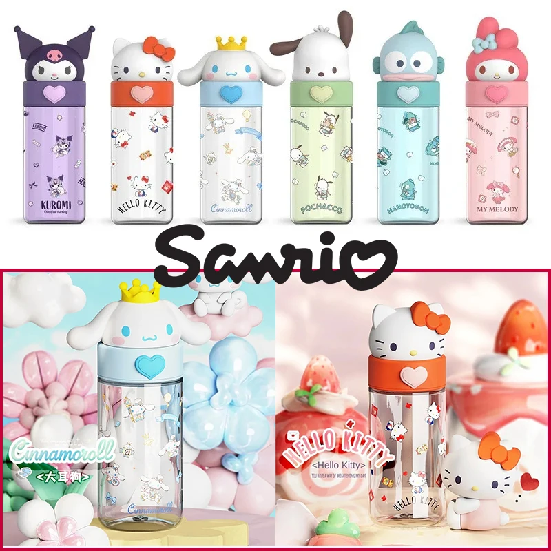 

Sanrio Kuromi Hello Kitty Cartoon Water Cup Anime 500ml Transparent Sport Water Bottle Kids Cute Dolls Travel Drinkware Mug Gift