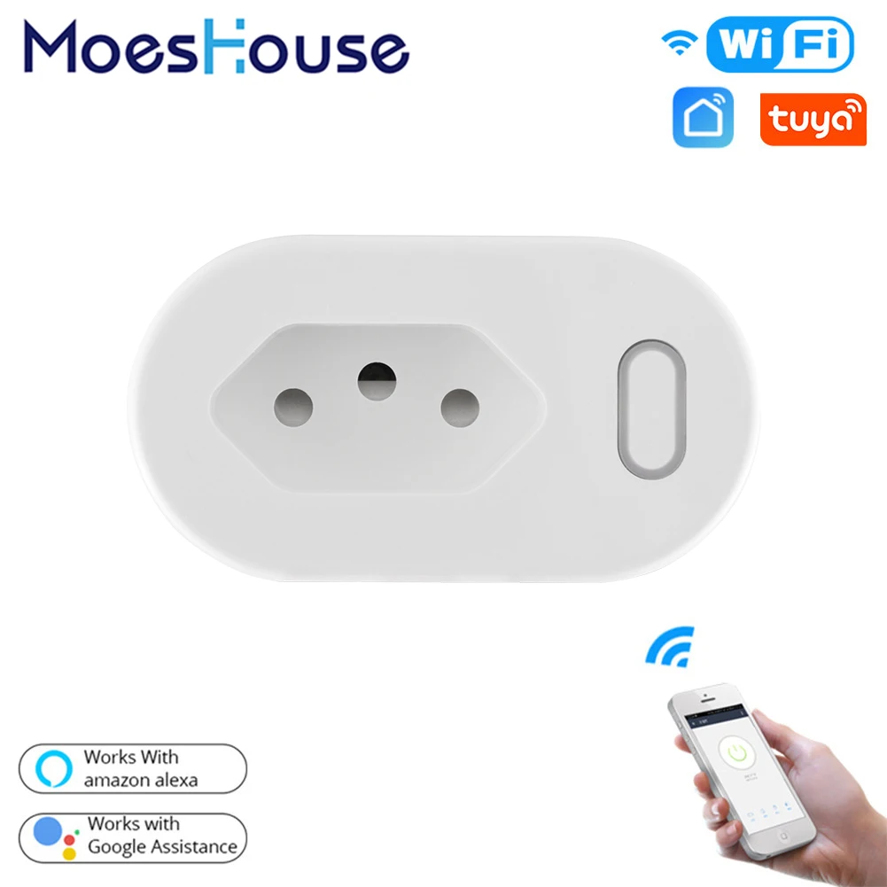 

MoesHouse Tuya 16A BR Standard Smart Plug with Power Monitor, Smart Life APP WiFi Smart Socket Works for Google Home, Alexa