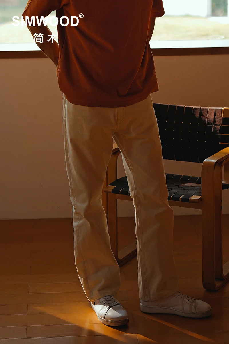 

SIMWOOD Мужские тяжелые винтажные джинсы, 11,3 унции, свободный крой, джинсовые брюки больших размеров для повседневной повседневной носки для мужчин