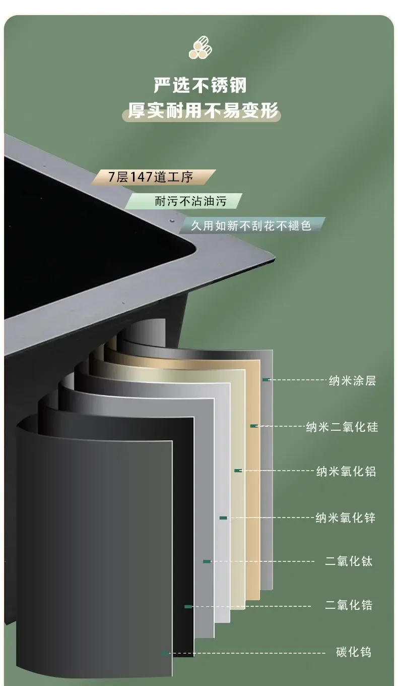 大型黒色ステンレス製シンク-75x45cm-三穴付き-家庭用キッチン-シングルシンク-野菜洗いシンク