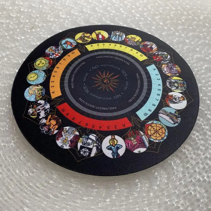 Divination Board Round Pendulum Mat Rubber Divining Mat 8.7in Altar Tarot Table Cloth For Spiritual Healing Chakras Balance