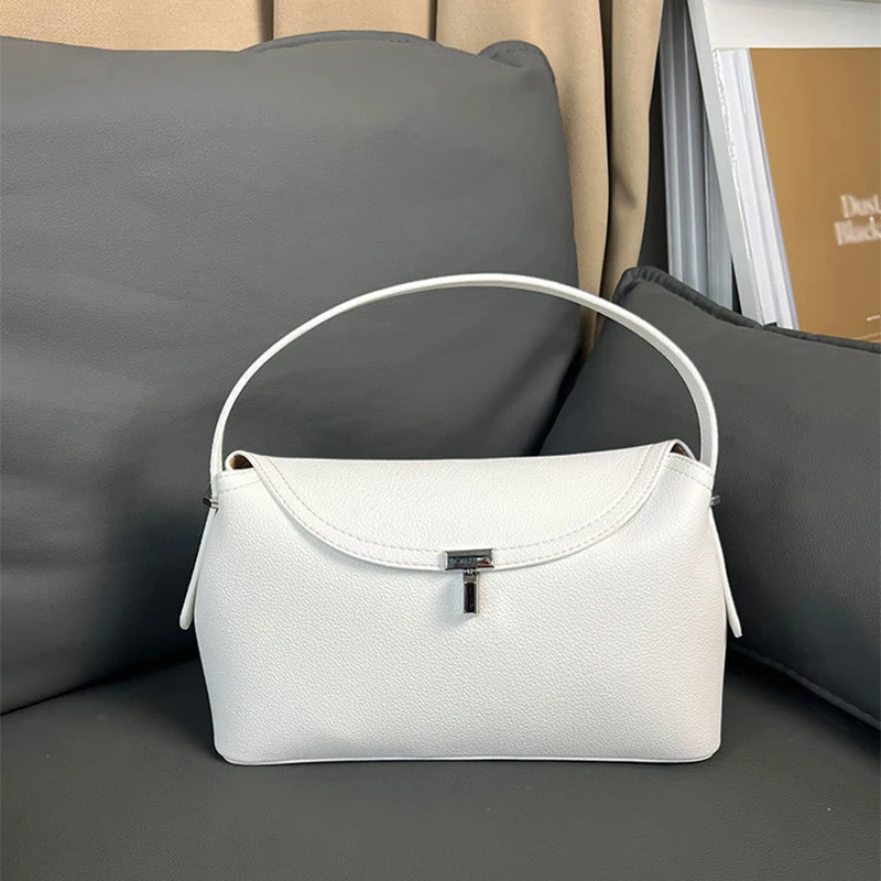 Brand T-lock Flap Tote Shoulder Bag Luxury Sliver Lock Handbag High-quality Leather Stitching Simple Design Versatile Tote Bag
